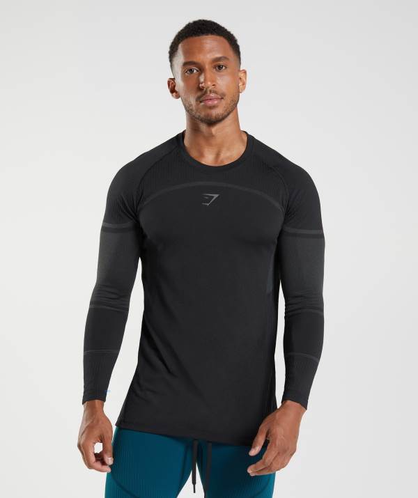 Gymshark 315 Long Sleeve Sweatshirt Herren Schwarz | 4268JDPNW