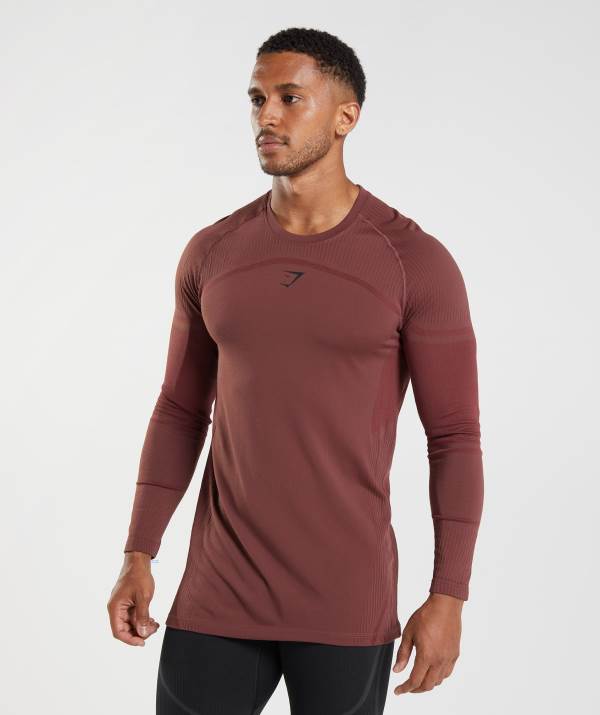 Gymshark 315 Long Sleeve Sweatshirt Herren Rosa Braun | 7064LOIUS