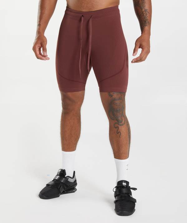 Gymshark 315 Seamless 1/2 Kurze Hose Herren Rosa Braun Bordeaux | 6704ZLHFU