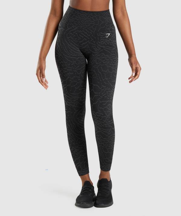Gymshark Adapt Animal Seamless Leggings Damen Schwarz | 6752OIDUM