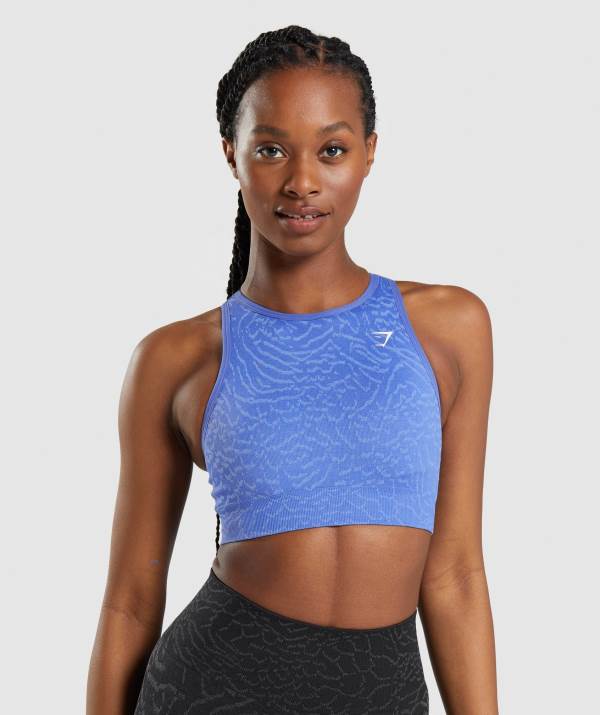 Gymshark Adapt Animal Seamless Sport BH Damen Blau | 4032ZCYSP