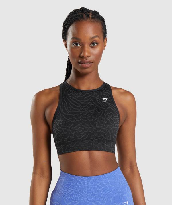 Gymshark Adapt Animal Seamless Sport BH Damen Schwarz | 7142UJOCD