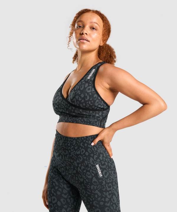Gymshark Adapt Animal Seamless Sport BH Damen Schwarz | 8210AXMSQ