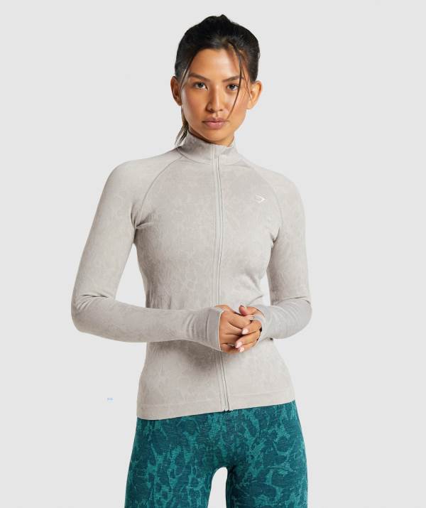 Gymshark Adapt Animal Seamless Zip Up Jacke Damen Grau | 1863XSVCH