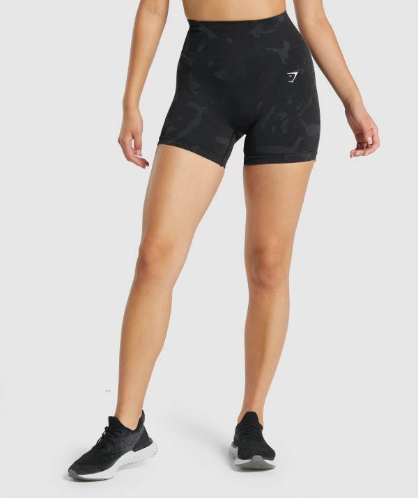 Gymshark Adapt Camo Seamless Kurze Hose Damen Schwarz | 0689EUZXB