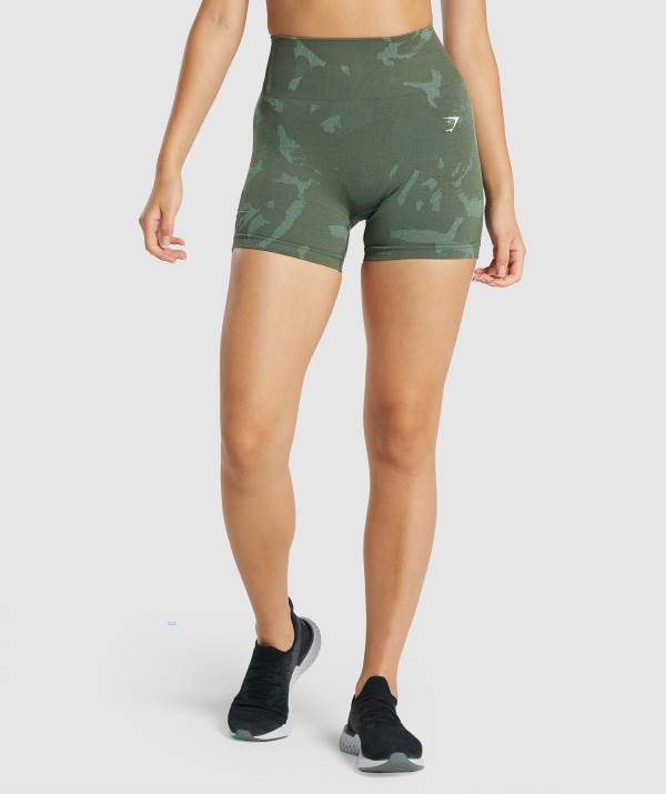 Gymshark Adapt Camo Seamless Kurze Hose Damen Grün | 5268NKVJP