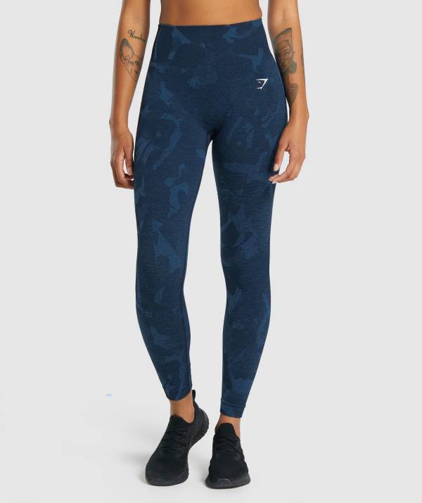Gymshark Adapt Camo Seamless Leggings Damen Navy | 0341FALQW
