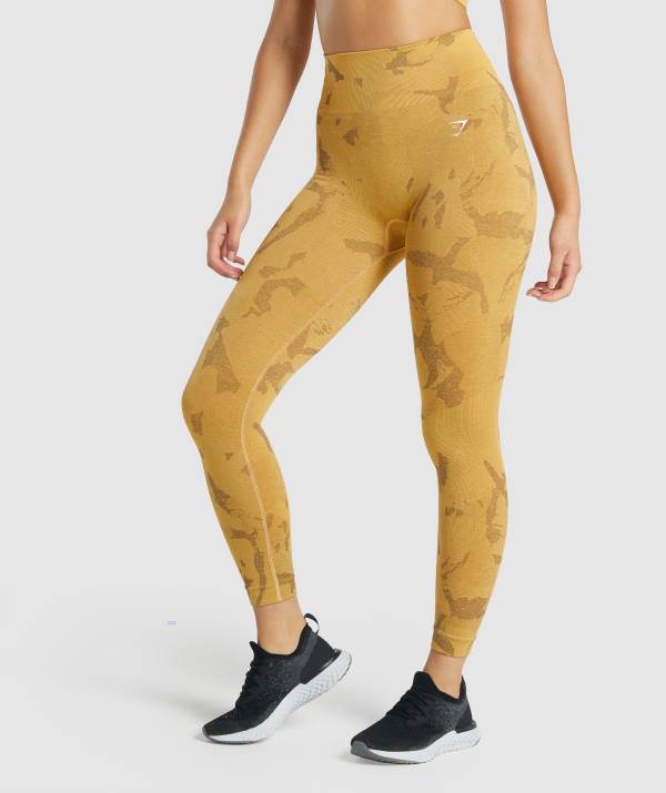 Gymshark Adapt Camo Seamless Leggings Damen Gelb | 4673MCVKS