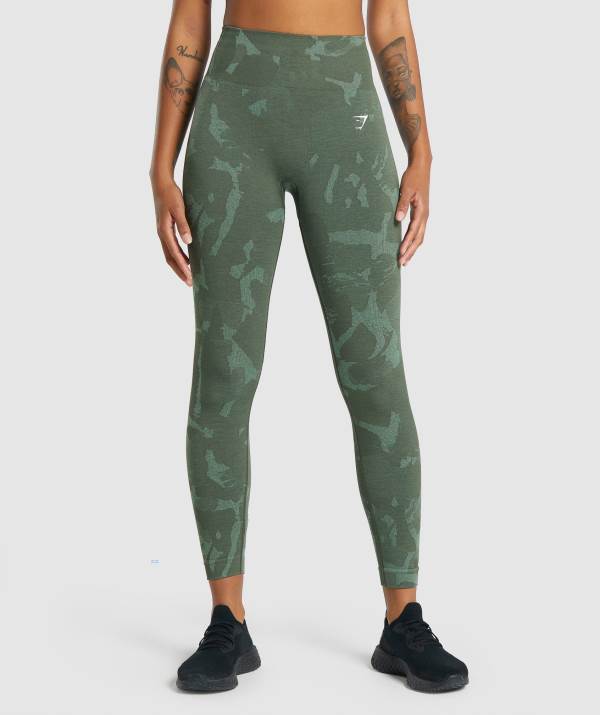 Gymshark Adapt Camo Seamless Leggings Damen Grün | 5168DENUZ