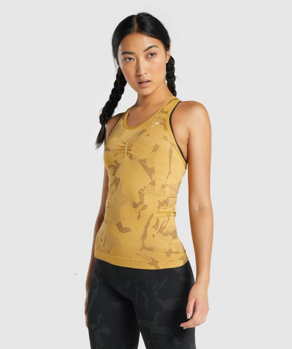 Gymshark Adapt Camo Seamless Muskelshirt Damen Gelb | 0576YQTFW