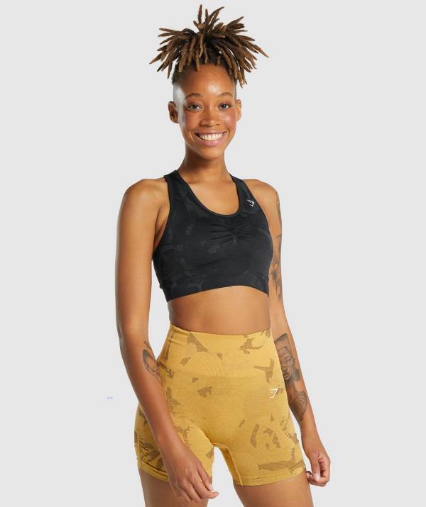 Gymshark Adapt Camo Seamless Racer Back Sport BH Damen Schwarz | 5903EBFOY