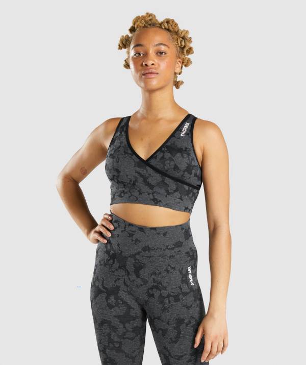 Gymshark Adapt Camo Seamless Sport BH Damen Schwarz | 2085BIGMY