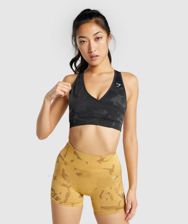 Gymshark Adapt Camo Seamless Sport BH Damen Schwarz | 3274BWYNR