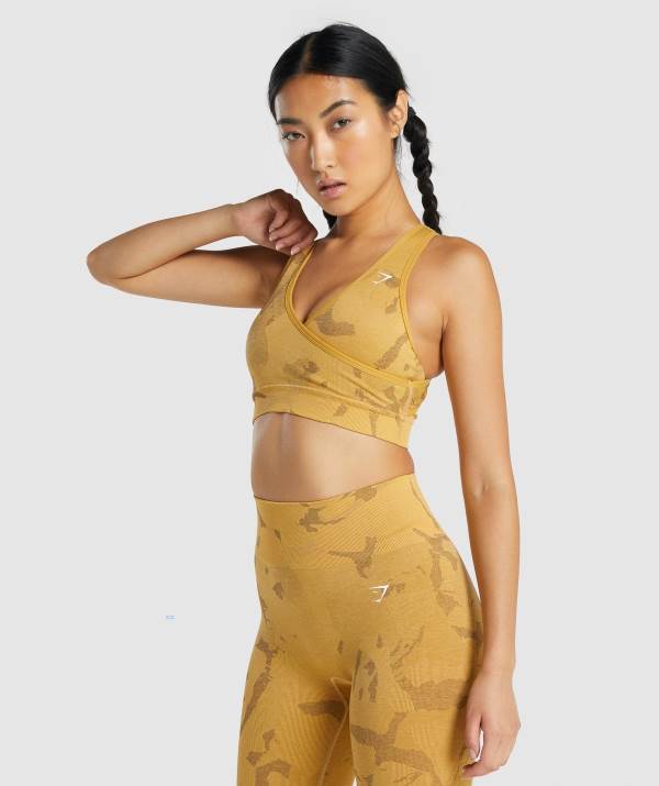 Gymshark Adapt Camo Seamless Sport BH Damen Gelb | 7401BJFVH