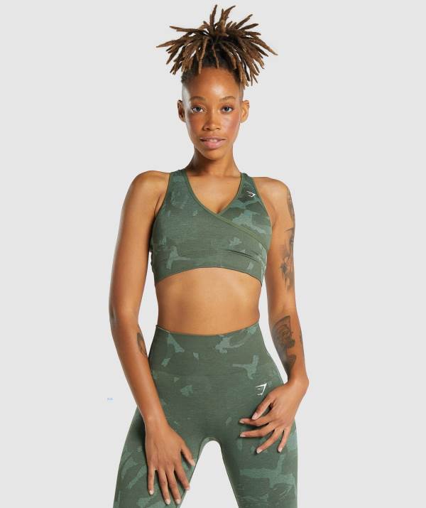 Gymshark Adapt Camo Seamless Sport BH Damen Grün | 9820XHYIF