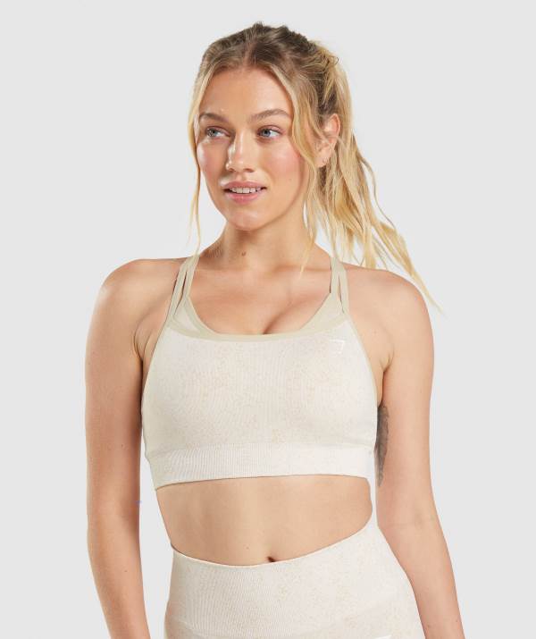 Gymshark Adapt Fleck Seamless Sport BH Damen Weiß | 0375KRICV