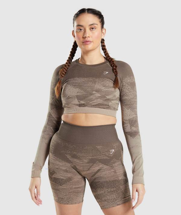 Gymshark Adapt Ombre Crop Top Damen Braun | 8061SHCBA