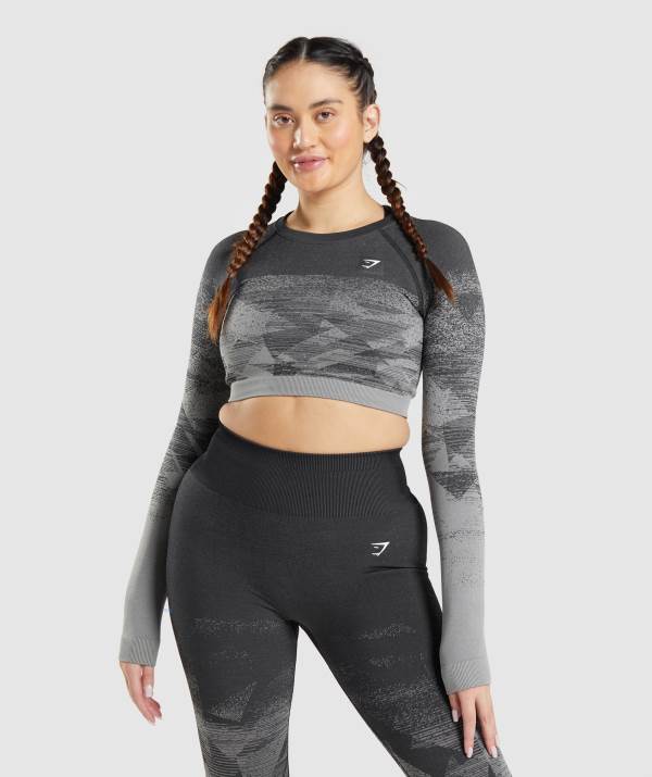 Gymshark Adapt Ombre Crop Top Damen Schwarz | 4238XTLZF