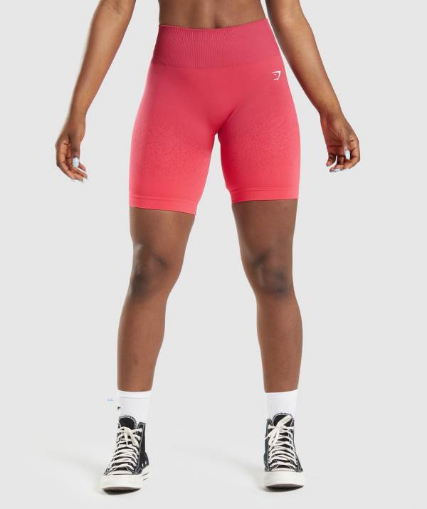 Gymshark Adapt Ombre Seamless Cycling Kurze Hose Damen Rot Rosa | 1058WFJMG