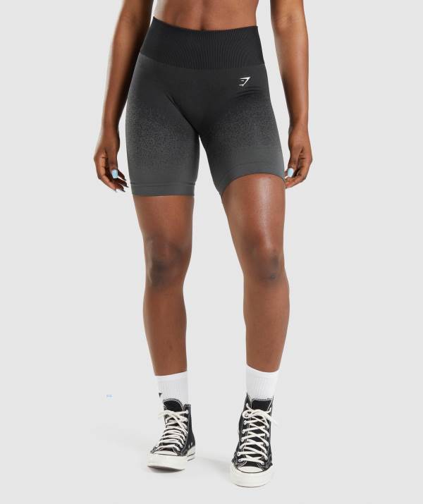 Gymshark Adapt Ombre Seamless Cycling Kurze Hose Damen Schwarz Grau | 4865BIZHO