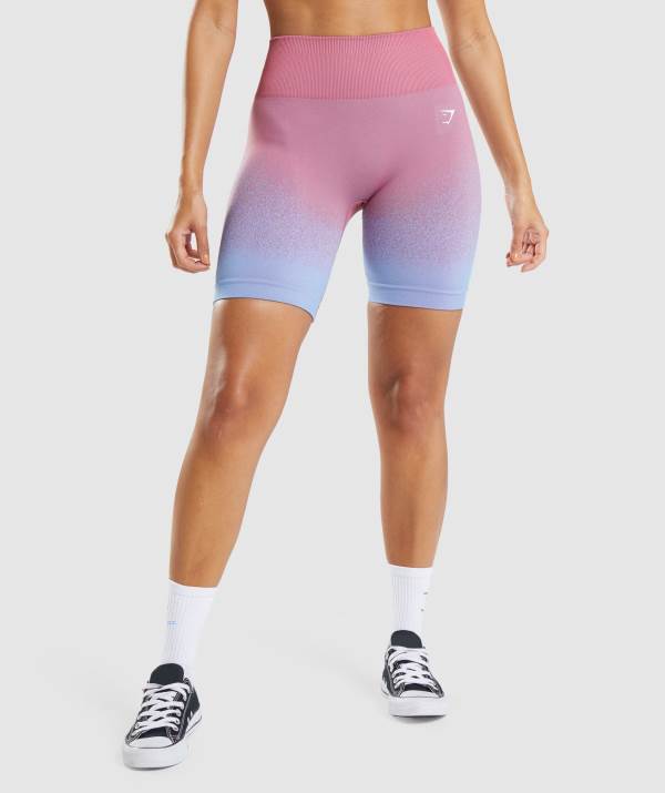 Gymshark Adapt Ombre Seamless Cycling Kurze Hose Damen Rosa Rosa Hellblau | 5608OXJSB
