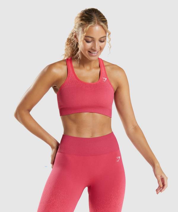 Gymshark Adapt Ombre Seamless Sport BH Damen Rot Rosa | 4071SULMH