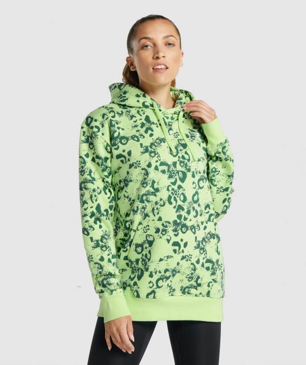 Gymshark Animal Graphic Hoodie Damen Dunkelhellgrün Grün | 5018JFOAU