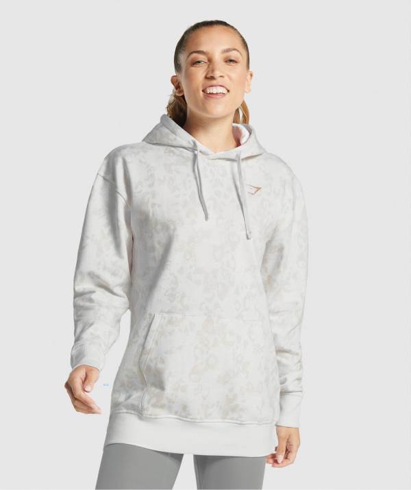 Gymshark Animal Graphic Hoodie Damen Weiß Weiß | 4167TKIVE