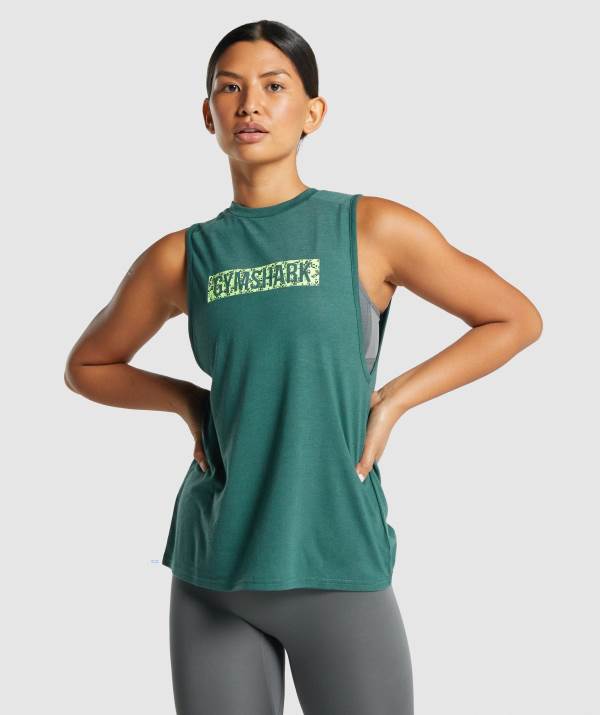 Gymshark Animal Graphic Infill Muskelshirt Damen Grün | 5418TSQLD