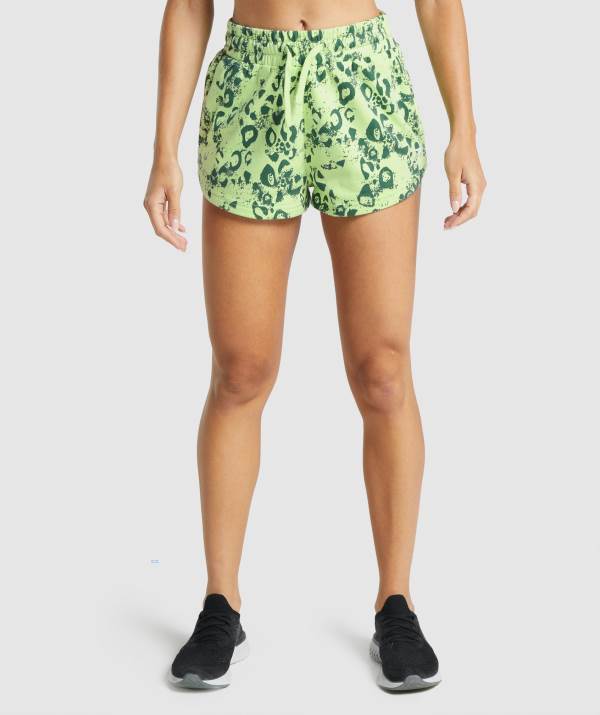 Gymshark Animal Graphic Kurze Hose Damen Dunkelhellgrün Grün | 9816KUVBD