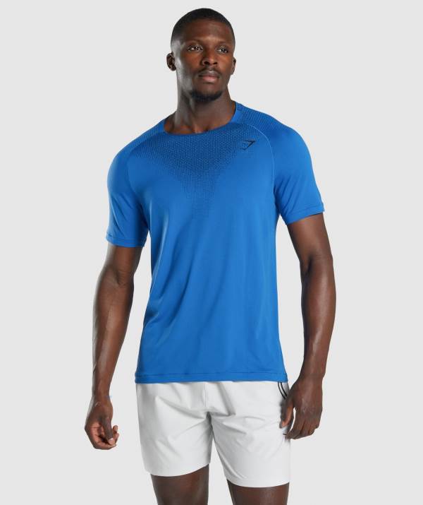 Gymshark Apex Contrast Seamless T-Shirt Herren Blau | 7625WCGOL