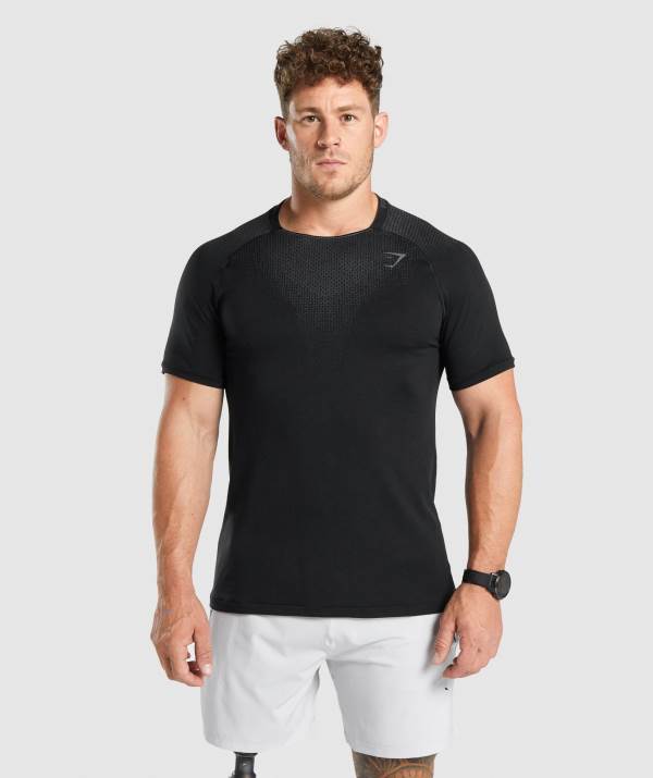 Gymshark Apex Contrast Seamless T-Shirt Herren Schwarz | 7648KENIJ
