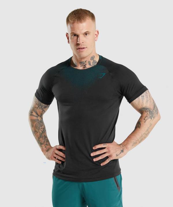 Gymshark Apex Contrast T-Shirt Herren Türkis Schwarz | 6259WXVRO