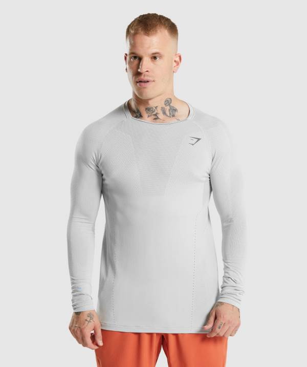 Gymshark Apex Long Sleeve Sweatshirt Herren Hellgrau Grau | 5014JZMGE