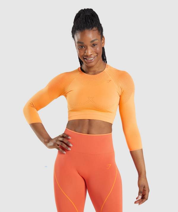 Gymshark Apex Seamless Crop Top Damen Aprikose Orange Orange | 2974HRMIG