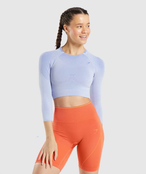 Gymshark Apex Seamless Crop Top Damen Lavendel Blau Blau | 3486UDXRZ