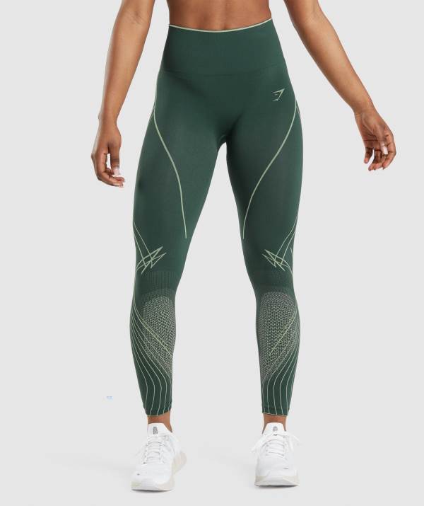 Gymshark Apex Seamless High Rise Leggings Damen Schwarz Grün Braun Grün | 3465GDIJS