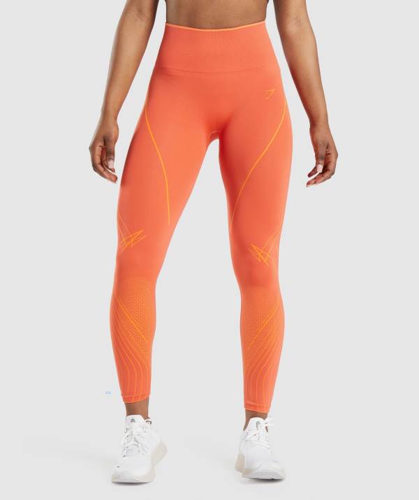 Gymshark Apex Seamless High Rise Leggings Damen Orange Aprikose Orange | 6179RVUSQ