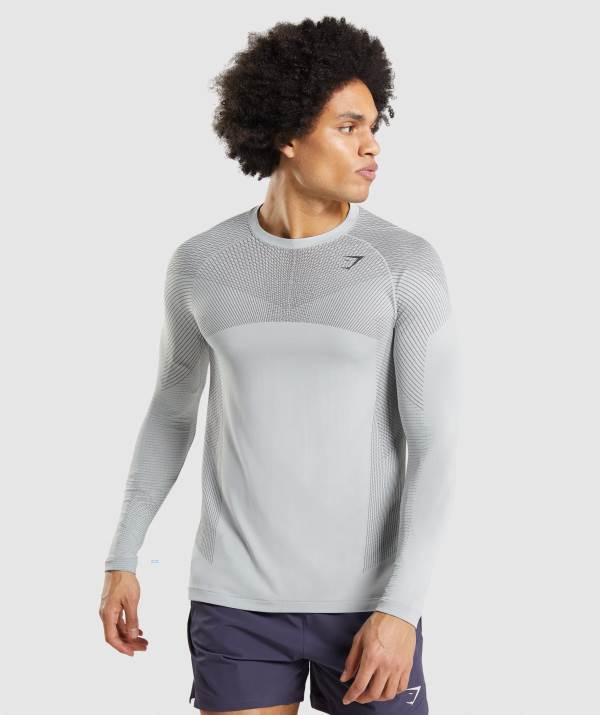 Gymshark Apex Seamless Long Sleeve Sweatshirt Herren Hellgrau Schwarz Grau | 0549WCEKH