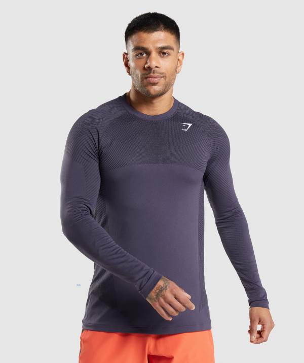 Gymshark Apex Seamless Long Sleeve Sweatshirt Herren Schwarz Lila | 5631JSOUW