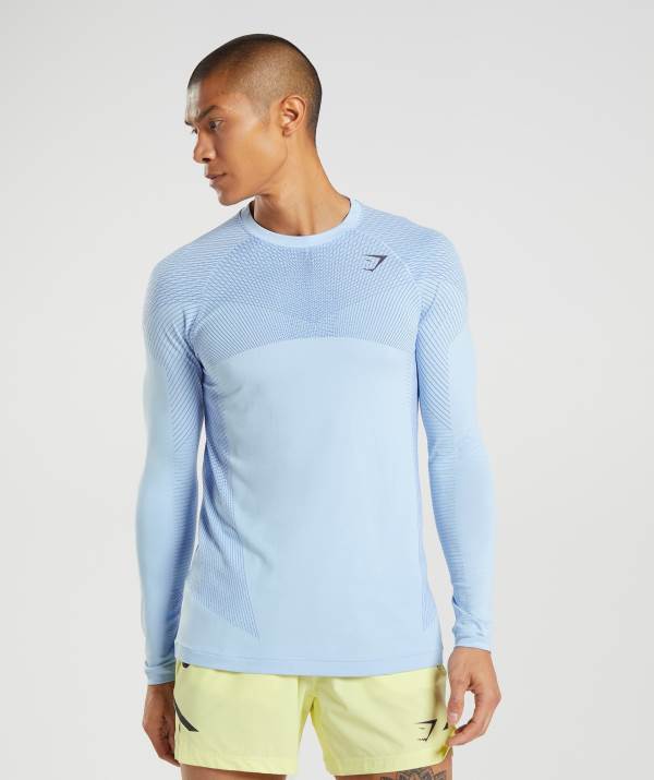Gymshark Apex Seamless Long Sleeve Sweatshirt Herren Blau Blau | 8014THXOF