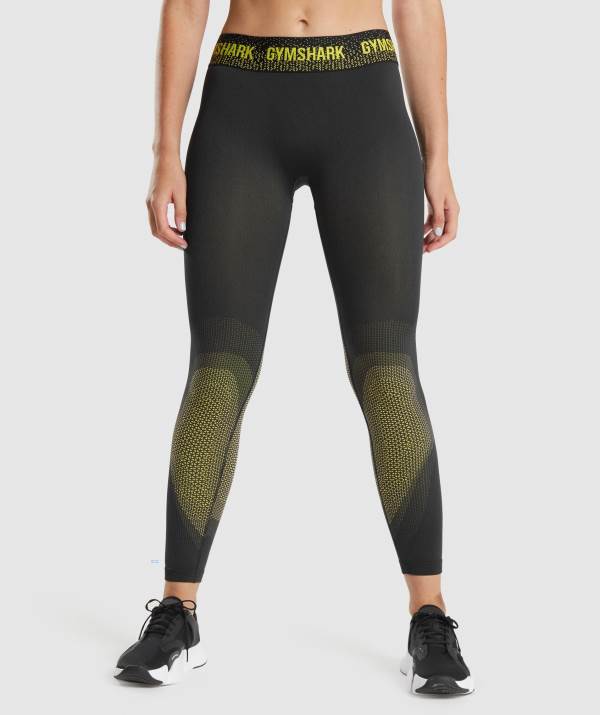 Gymshark Apex Seamless Low Rise Leggings Damen Schwarz Gelb | 3619LGATC
