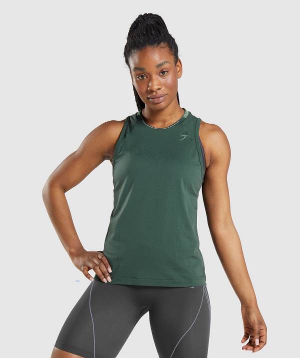 Gymshark Apex Seamless Muskelshirt Damen Schwarz Grün Braun Grün | 7039BJYCU