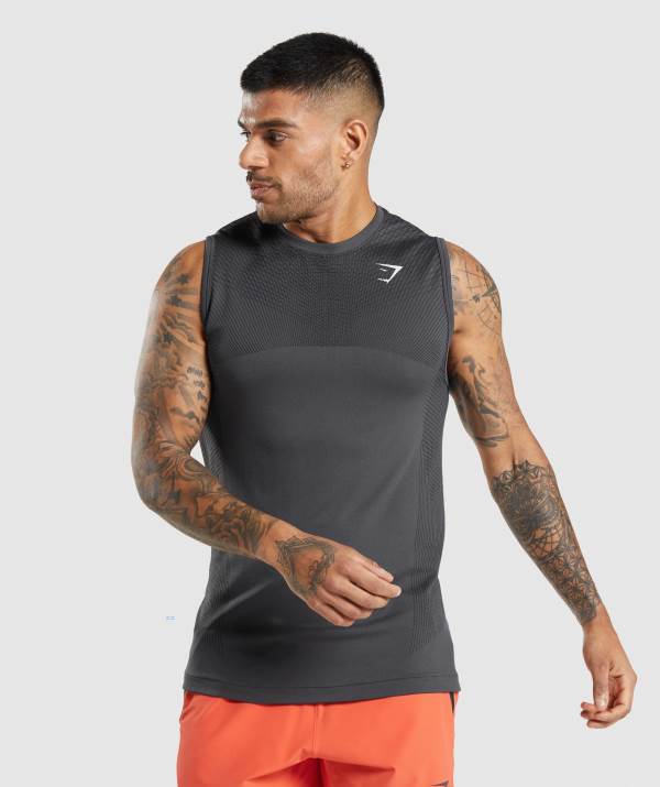 Gymshark Apex Seamless Muskelshirt Herren Schwarz Schwarz Grau | 2765HPFRZ