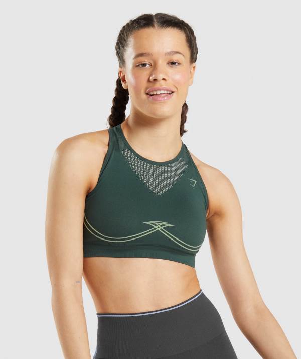 Gymshark Apex Seamless Sport BH Damen Schwarz Grün Braun Grün | 3694UYWRM