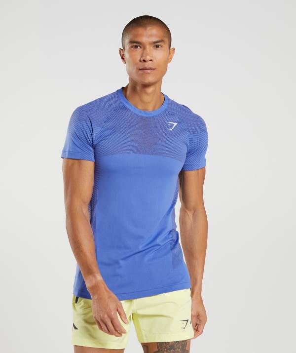 Gymshark Apex Seamless T-Shirt Herren Blau Schwarz Grau | 3042GKXIM