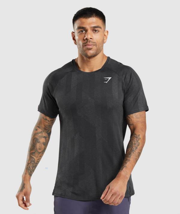 Gymshark Apex T-Shirt Herren Schwarz Schwarz Grau | 3279IXKSV