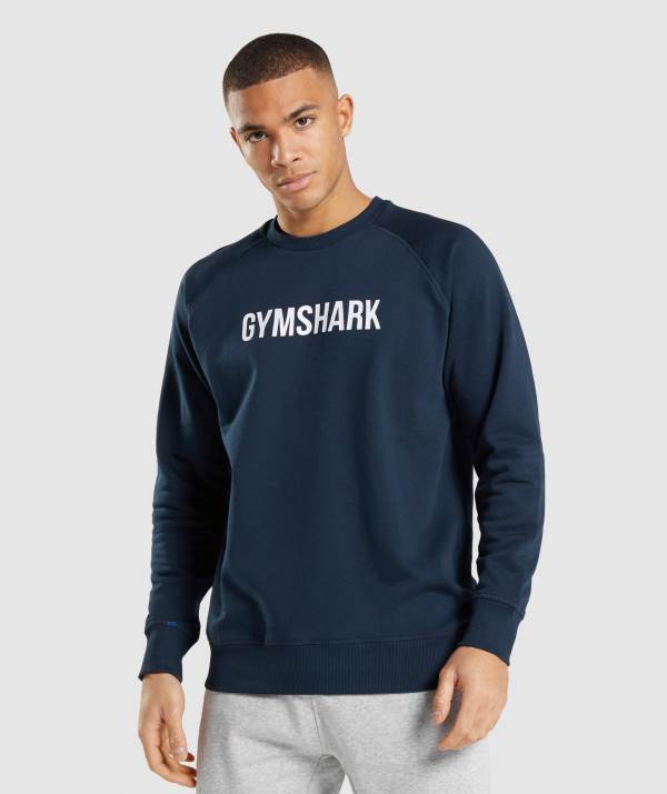 Gymshark Apollo Crew Pullover Herren Navy | 2015AQMBH