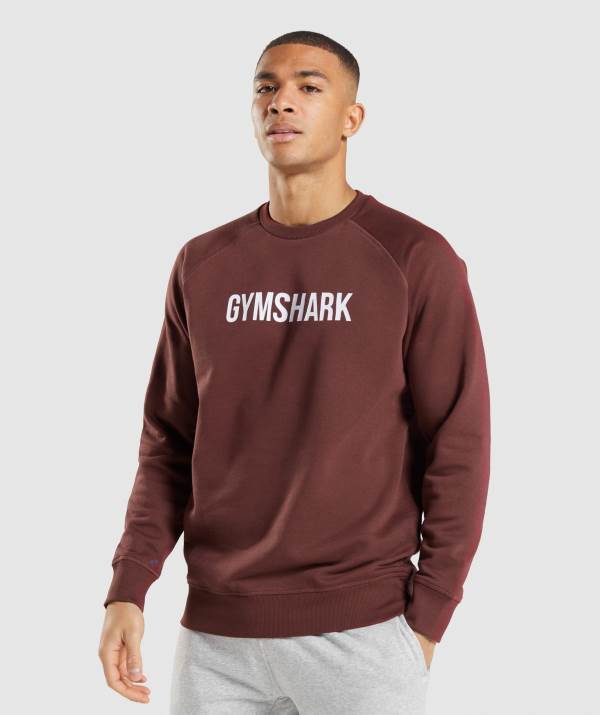 Gymshark Apollo Crew Pullover Herren Rosa Braun | 8792EMBXC