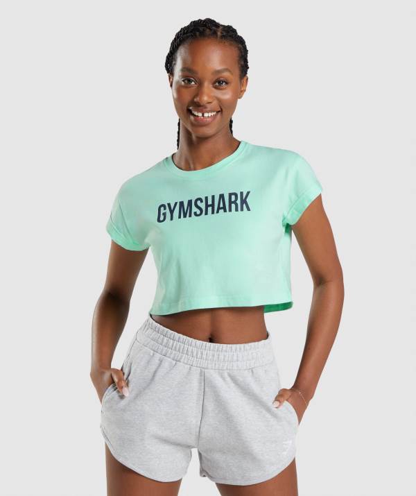 Gymshark Apollo Crop Top Damen Blau | 5879PFLQU